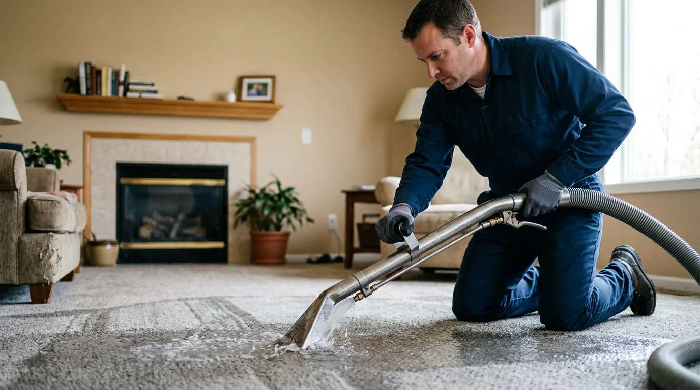 Water damage restoration technician working near Dubois, IN